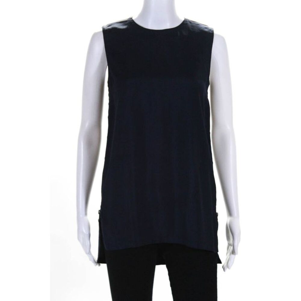 Victor Alfaro Womens Sleeveless Trim Zipper Tank Blouse Blue Size 0 11216866